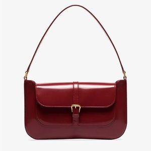 By Far Miranda red burgundy patent leather shoulder bag